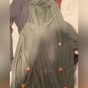 Army green cowled neck hoodie
